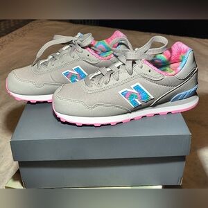 New Balance Kids' Gray Sneakers with Pink Accents